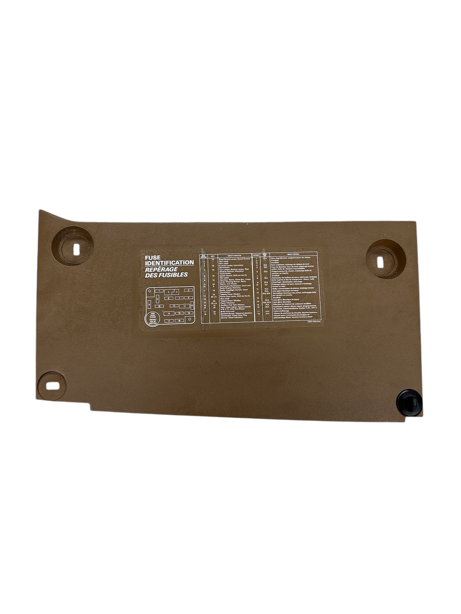 1987-91 Ford Bronco/F-Series Fuse Panel Cover Mocha